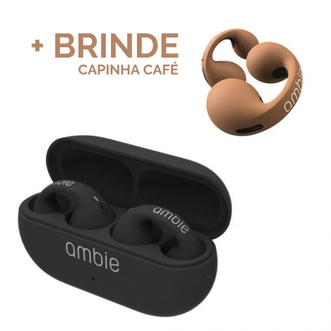 Fone de Ouvido Sem Fio por Condução Óssea - Ambie™ (+CAPINHA DE BRINDE) Preto Café 