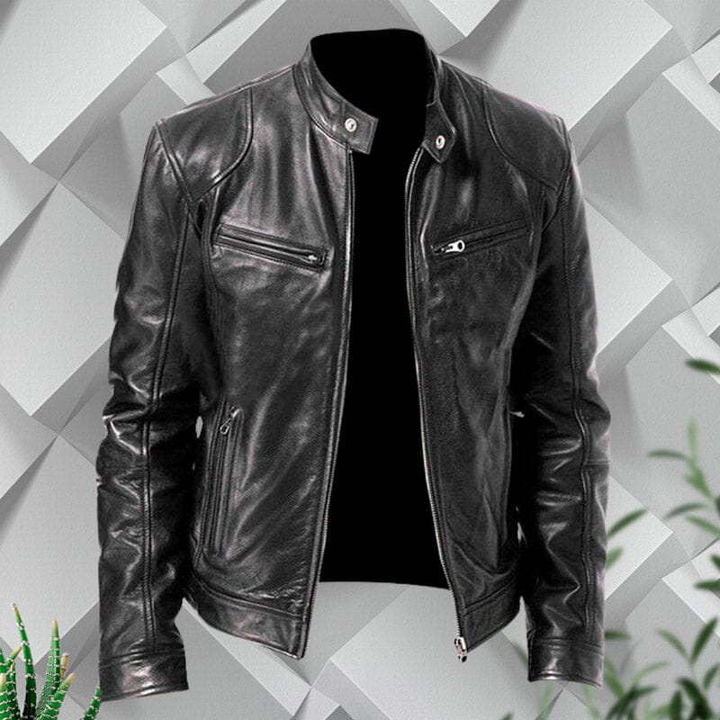 Jaqueta Maverick de Couro Masculina Preto P - Burn Ofertas