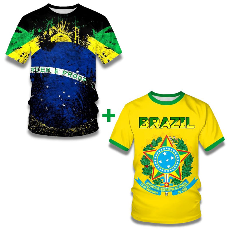 Camisetas Brasil Patriota 2022 - Compre 1 e Leve 2 Preta + Amarela PP - Burn Ofertas