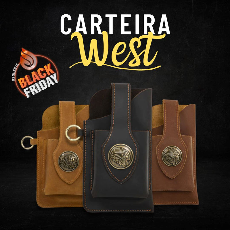 Carteira de Cinto West® - Couro Legítimo - Burn Ofertas