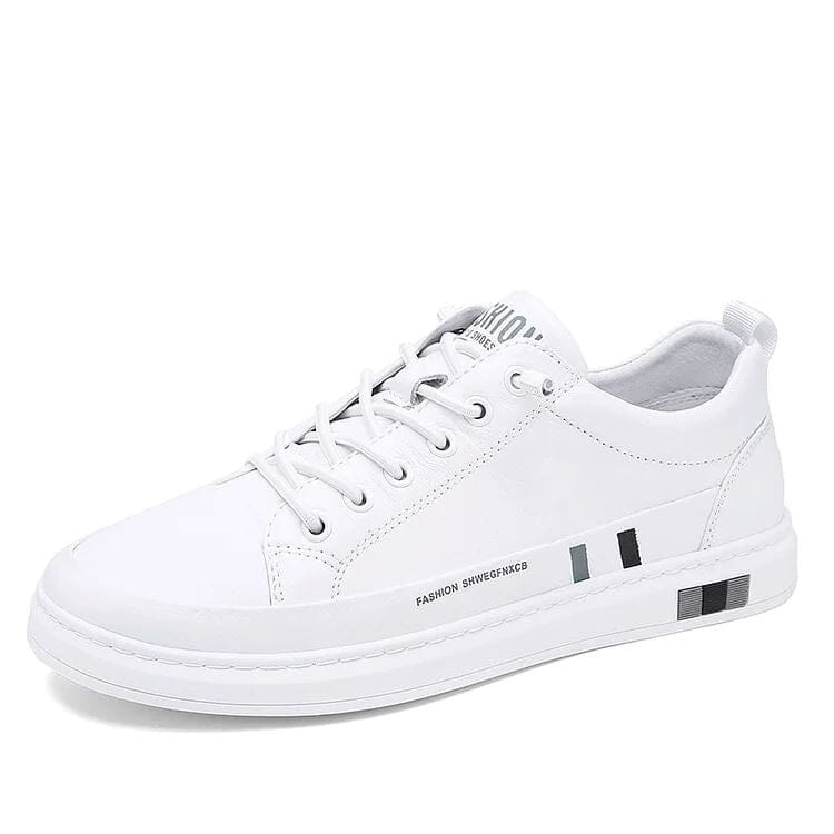 Tênis Masculino Flat - Couro Legítimo Branco 37 - Burn Ofertas